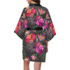 Hibiscus Pattern Print Design HB014 Women Kimono Robe