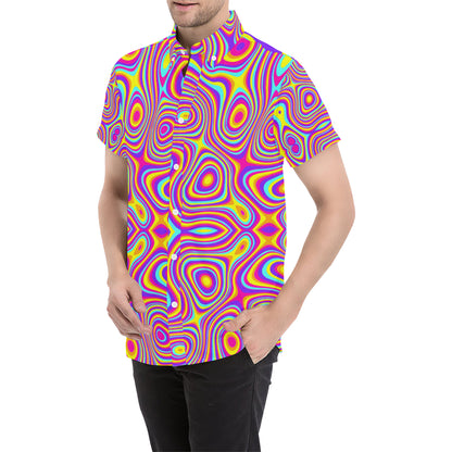 Liquid Pattern Print Design 06 Men's Short Sleeve Button Up Shirt