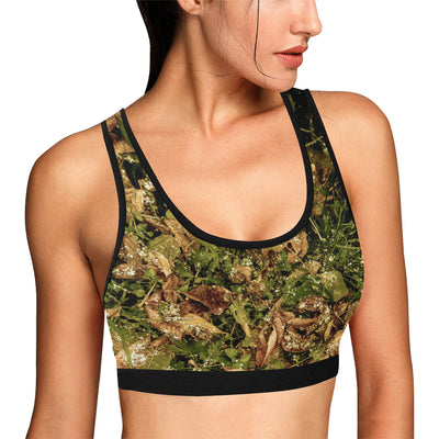 Camo Realistic Tree Forest Texture Print Sports Bra