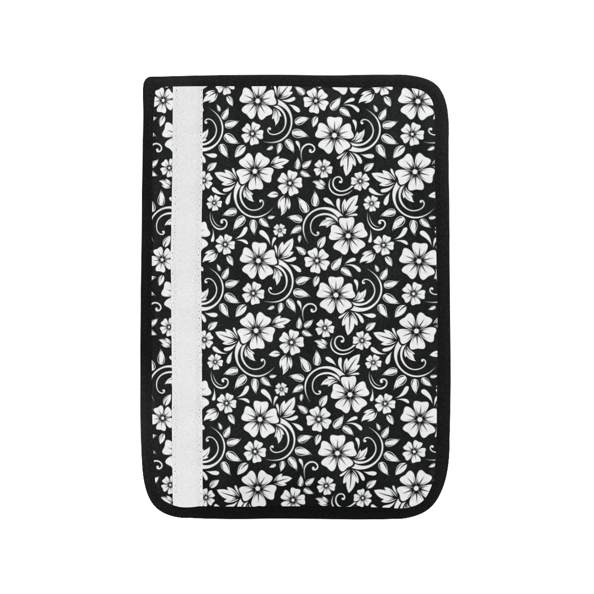 Floral Black White Themed Print Car Seat Belt Cover
