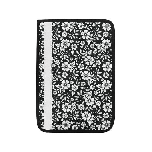 Floral Black White Themed Print Car Seat Belt Cover