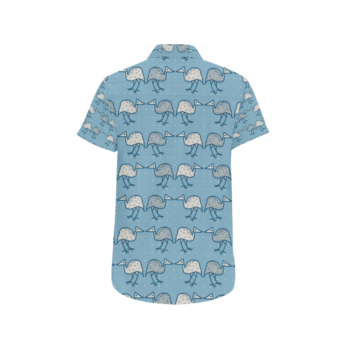 Emu Pattern Print Design 01 Men's Short Sleeve Button Up Shirt
