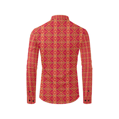 Southwest Aztec Design Themed Print Men's Long Sleeve Shirt