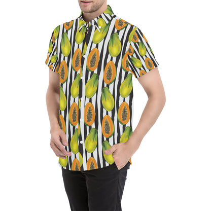 Papaya Pattern Print Design PP01 Men's Short Sleeve Button Up Shirt