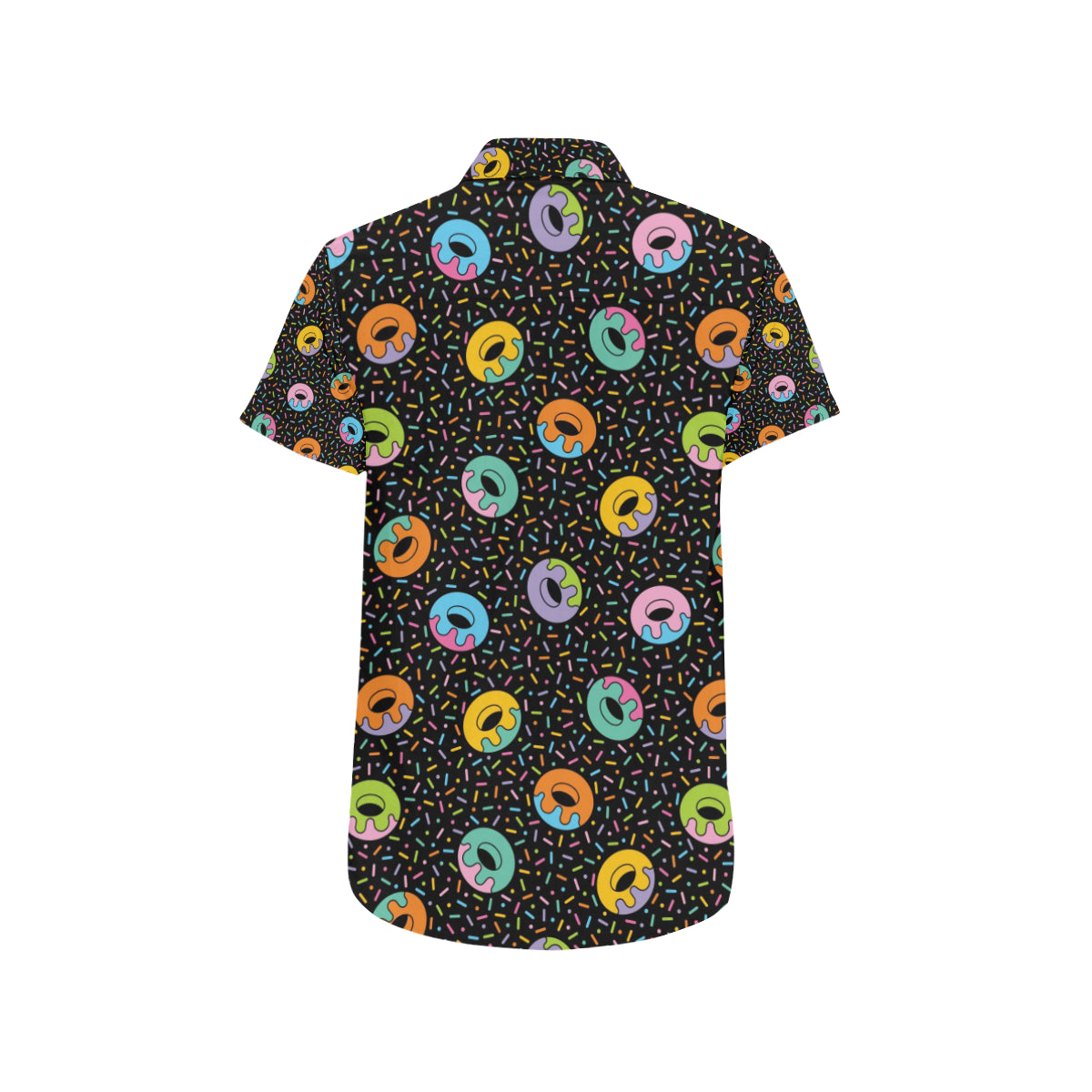 Donut Pattern Print Design DN012 Men's Short Sleeve Button Up Shirt