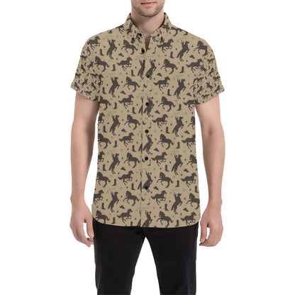 Cowboy Pattern Print Design 05 Men's Short Sleeve Button Up Shirt
