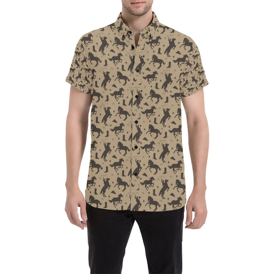 Cowboy Pattern Print Design 05 Men's Short Sleeve Button Up Shirt