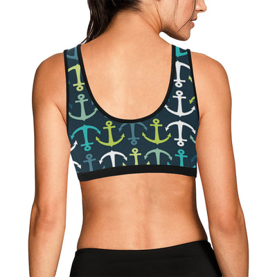 Anchor Pattern Print Design 03 Sports Bra