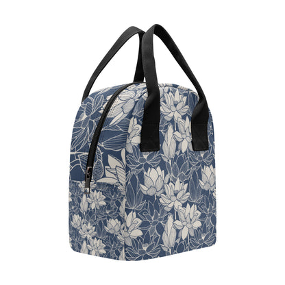 Water Lily Pattern Print Design WL04 Insulated Lunch Bag
