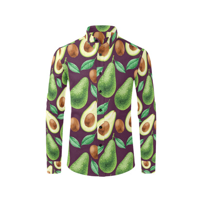 Avocado Pattern Print Design AC08 Men's Long Sleeve Shirt