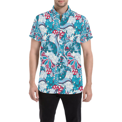 Funky Retro Pattern Print Design A05 Men's Short Sleeve Button Up Shirt