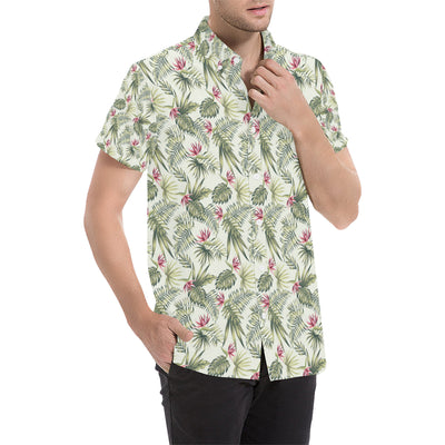 Bird Of Paradise Pattern Print Design 04 Men's Short Sleeve Button Up Shirt