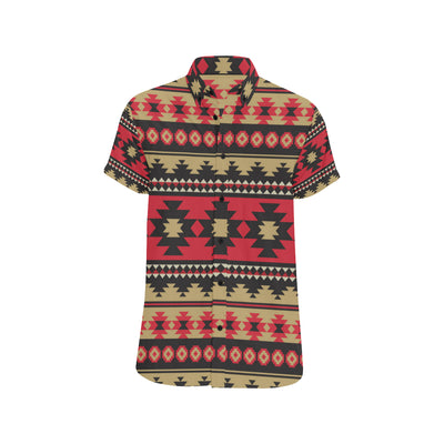 Navajo Pattern Print Design A04 Men's Short Sleeve Button Up Shirt