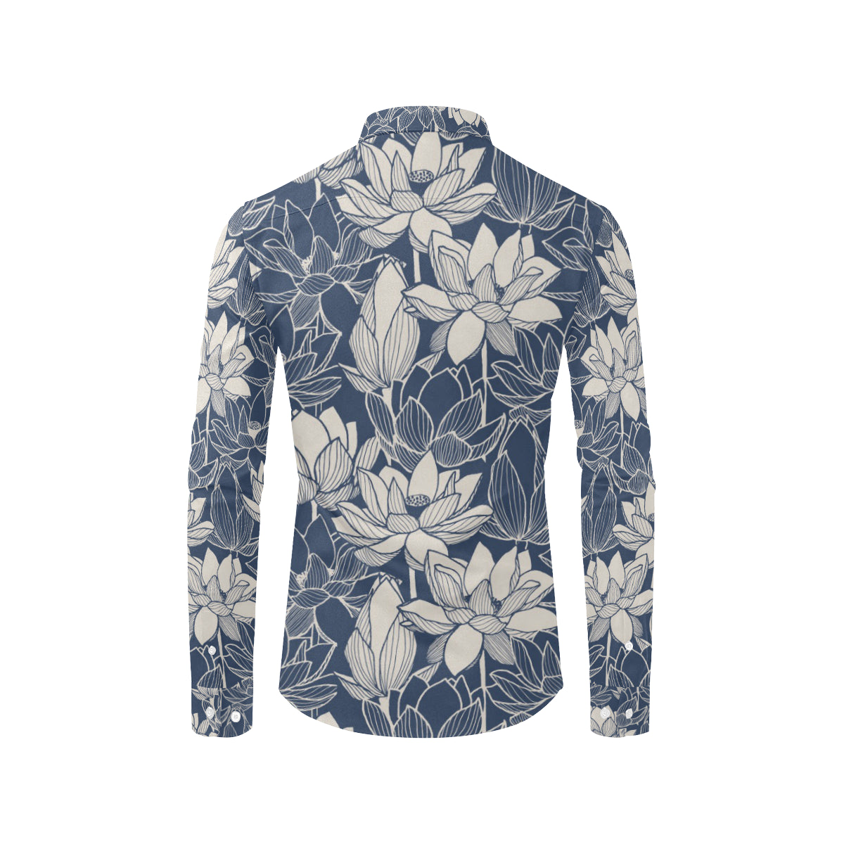 Water Lily Pattern Print Design WL04 Men's Long Sleeve Shirt