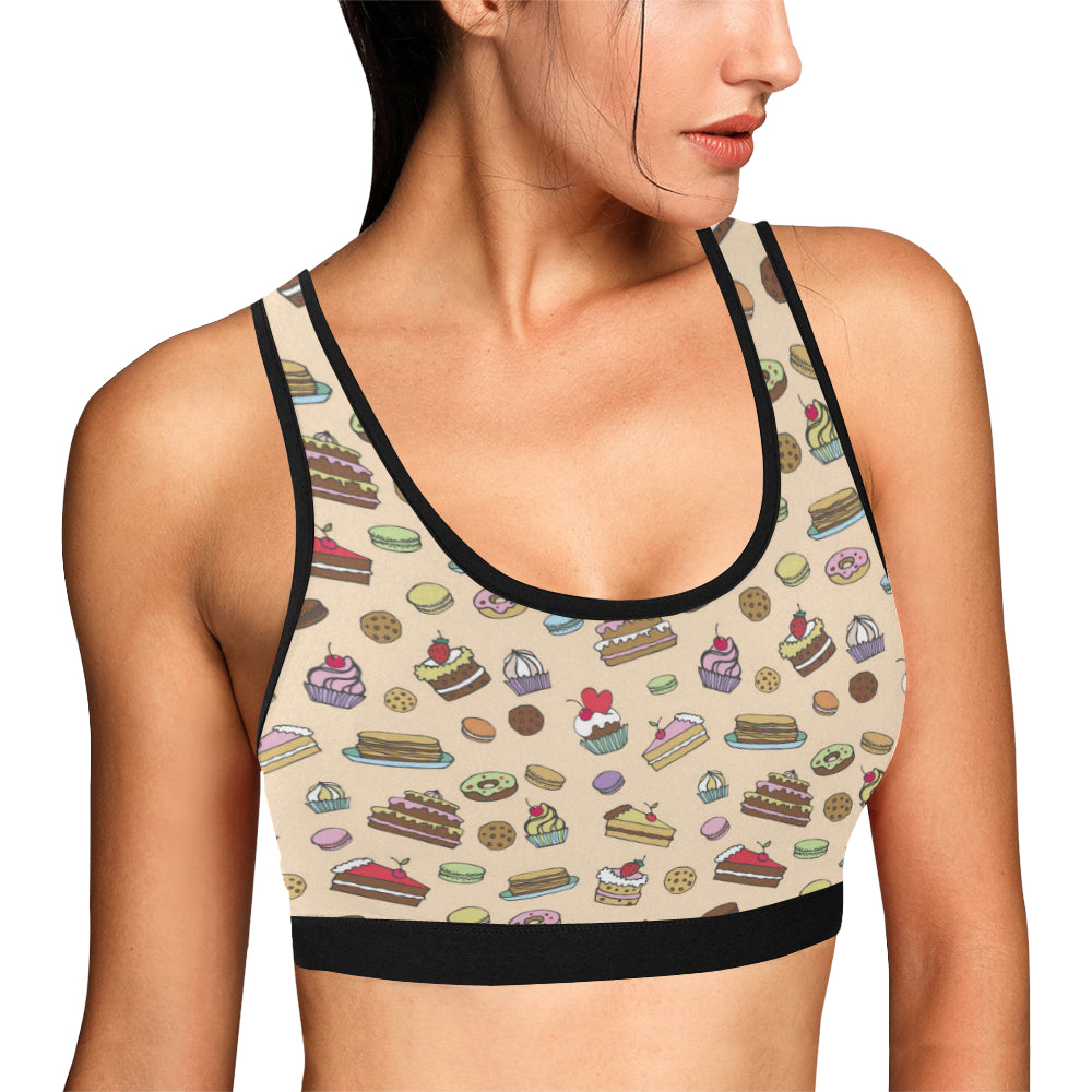 Cake Pattern Print Design 03 Sports Bra