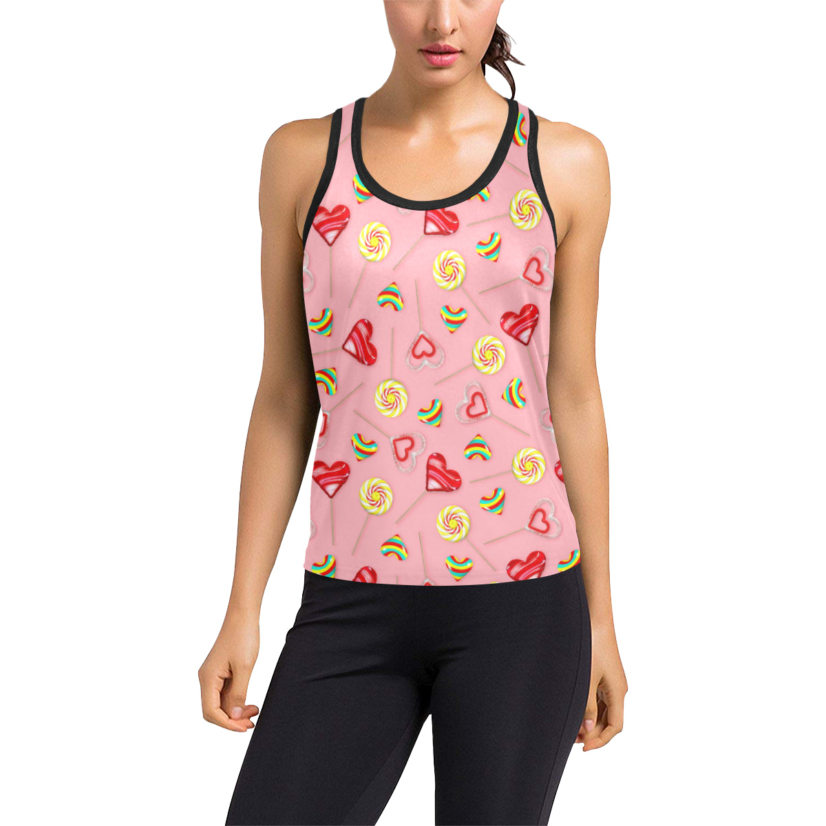 Lollipop Pattern Print Design LL05 Women's Racerback Tank Top