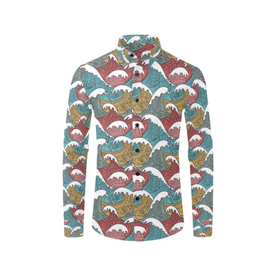 Tribal Wave Pattern Print Men's Long Sleeve Shirt