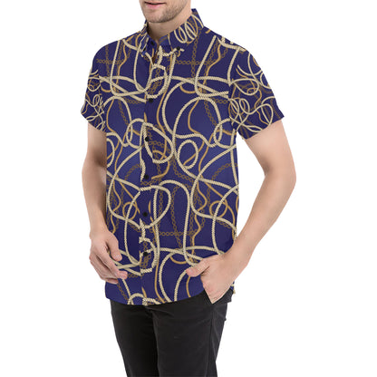 Rope Pattern Print Design A01 Men's Short Sleeve Button Up Shirt