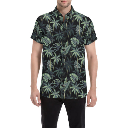 Rainforest Pattern Print Design RF02 Men's Short Sleeve Button Up Shirt