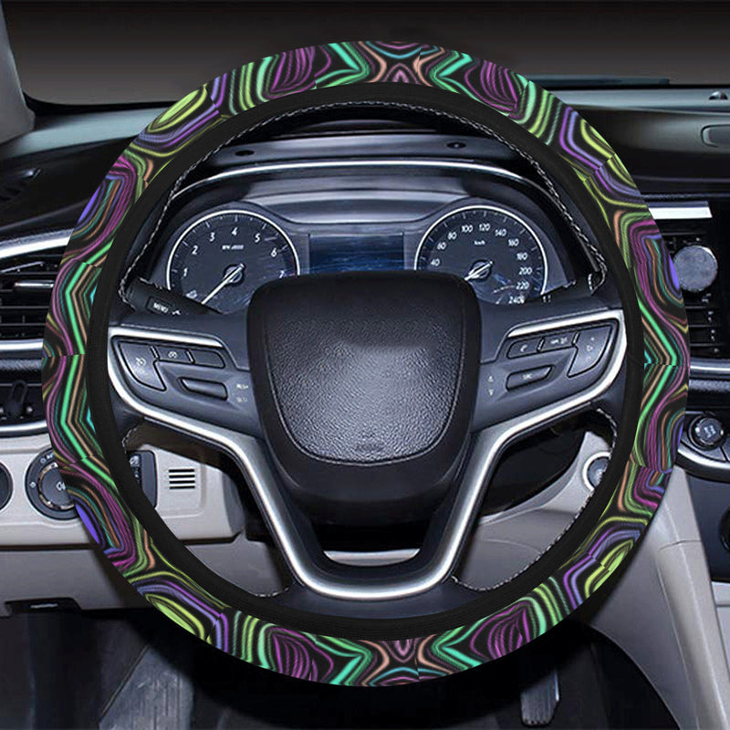 Yin Yang Neon Color Design Print Steering Wheel Cover with Elastic Edge