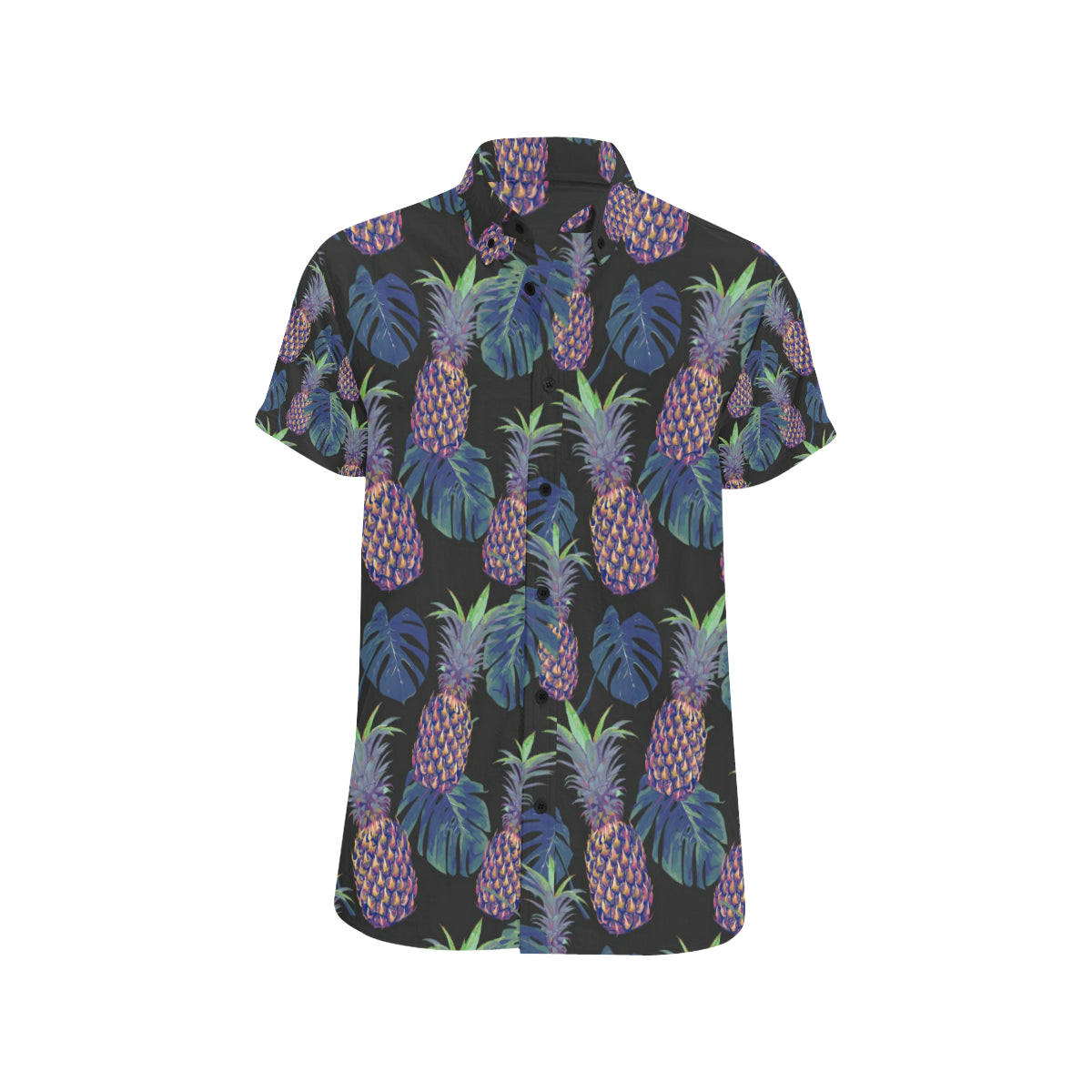 Pineapple Pattern Print Design PP04 Men's Short Sleeve Button Up Shirt