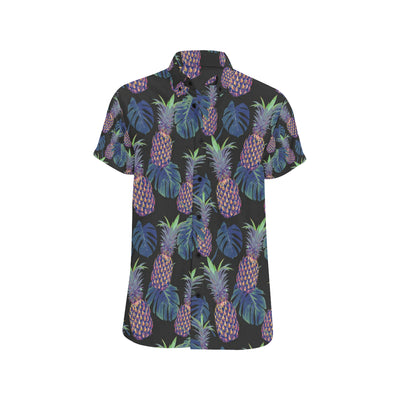 Pineapple Pattern Print Design PP04 Men's Short Sleeve Button Up Shirt