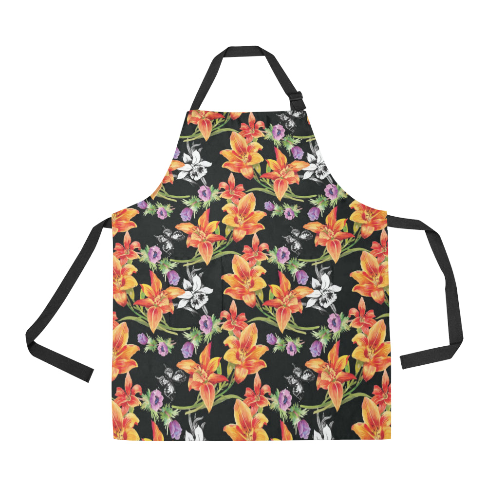 Tropical Flower Pattern Print Design TF02 Apron with Pocket