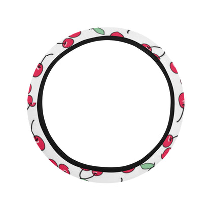 Cherry Pattern Print Design 03 Steering Wheel Cover with Elastic Edge
