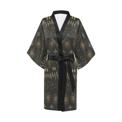 Mayan Pattern Print Design 04 Women's Short Kimono