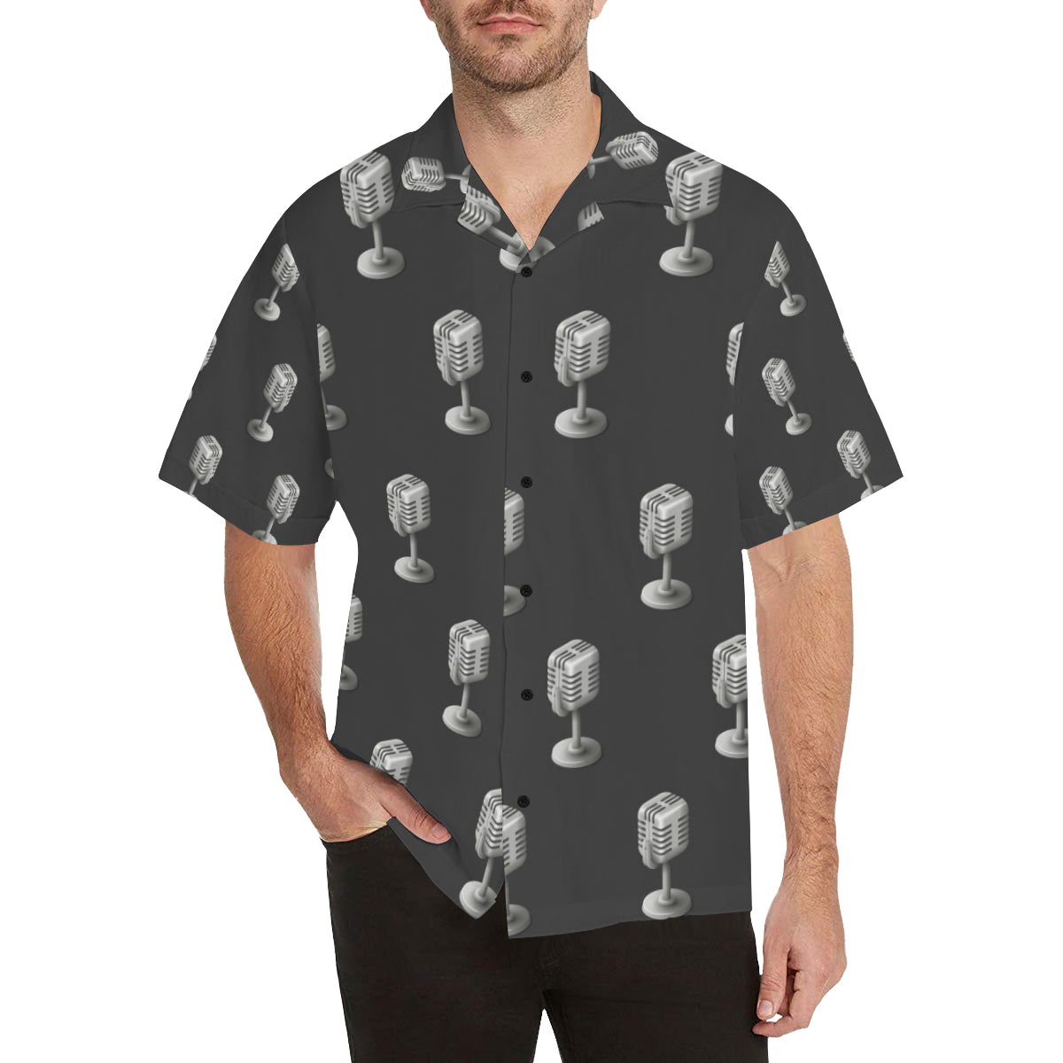 Microphone Vintage Pattern Print Design 01 Men's Hawaiian Shirt