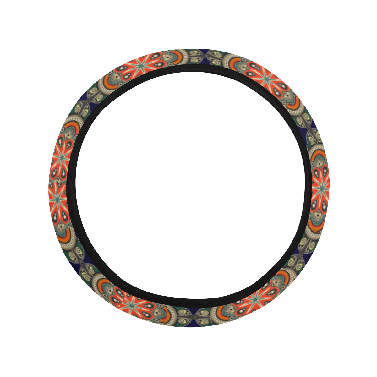Ethnic Geometric Print Pattern Steering Wheel Cover with Elastic Edge