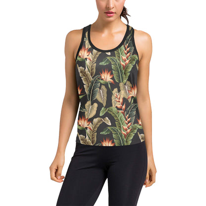 Tropical Flower Pattern Print Design TF014 Women's Racerback Tank Top