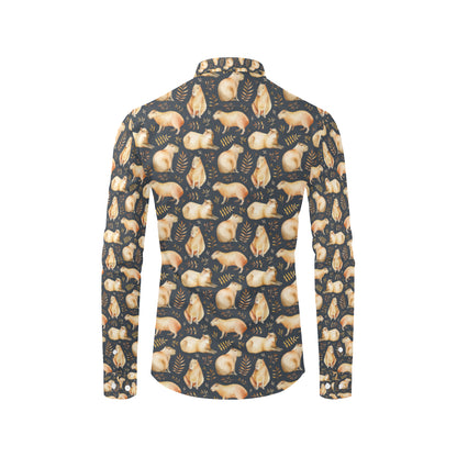 Capybara Pattern Print Design 02 Men's Long Sleeve Shirt