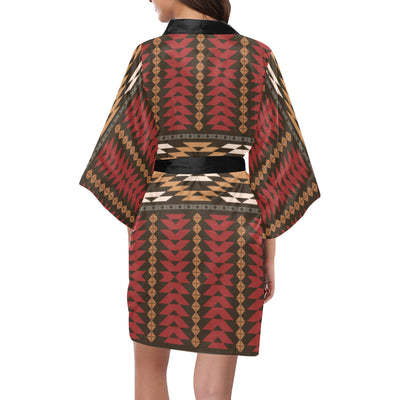 Native Pattern Print Design A02 Women's Short Kimono