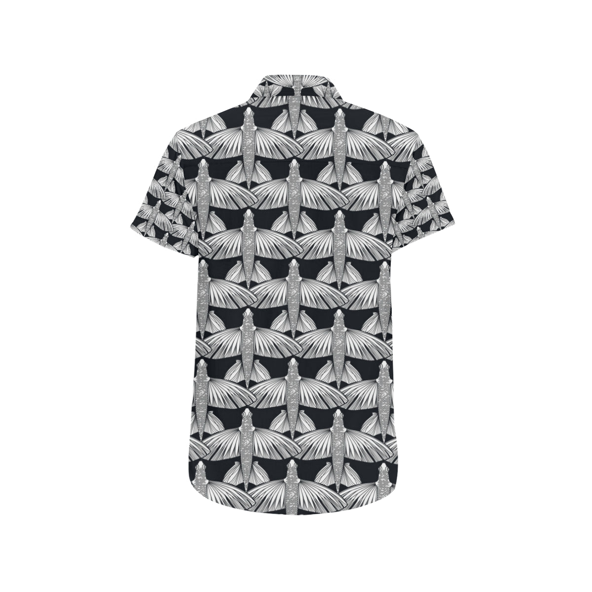 Flying Fish Pattern Print Design 03 Men's Short Sleeve Button Up Shirt