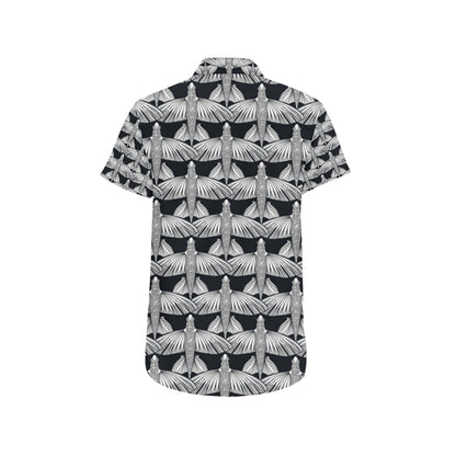 Flying Fish Pattern Print Design 03 Men's Short Sleeve Button Up Shirt