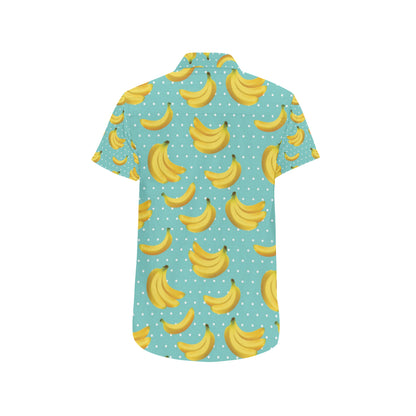 Banana Pattern Print Design BA02 Men's Short Sleeve Button Up Shirt