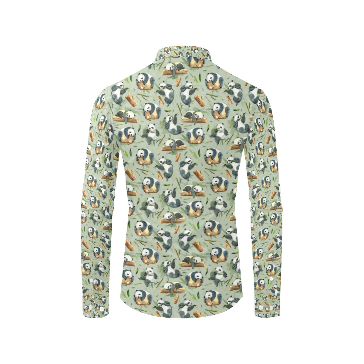 Panda Bear Design Bamboo Print Men's Long Sleeve Shirt