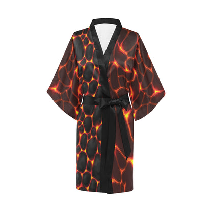 Lava Pattern Print Design 01 Women's Short Kimono