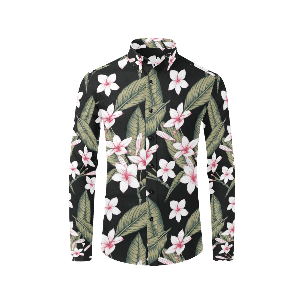 Plumeria Pattern Print Design PM021 Men's Long Sleeve Shirt