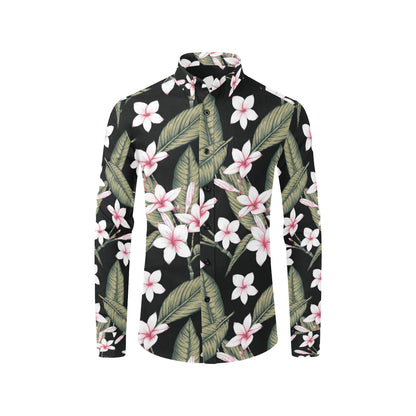 Plumeria Pattern Print Design PM021 Men's Long Sleeve Shirt