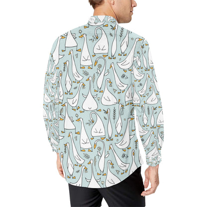Goose Pattern Print Design 03 Men's Long Sleeve Shirt