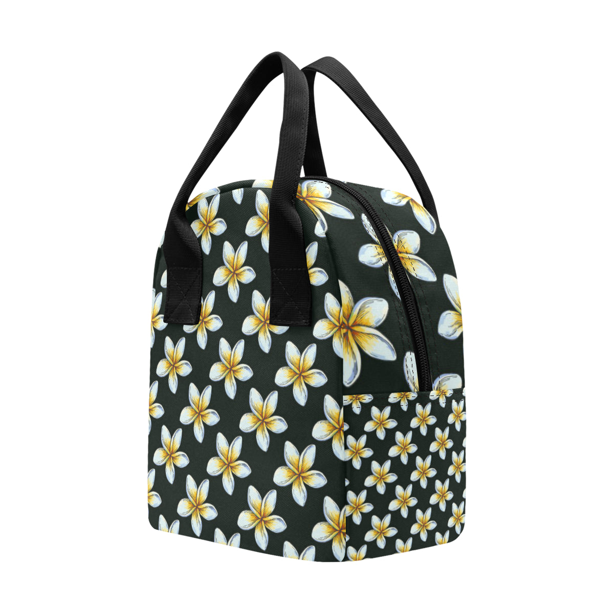 White Plumeria Pattern Print Design PM022 Insulated Lunch Bag