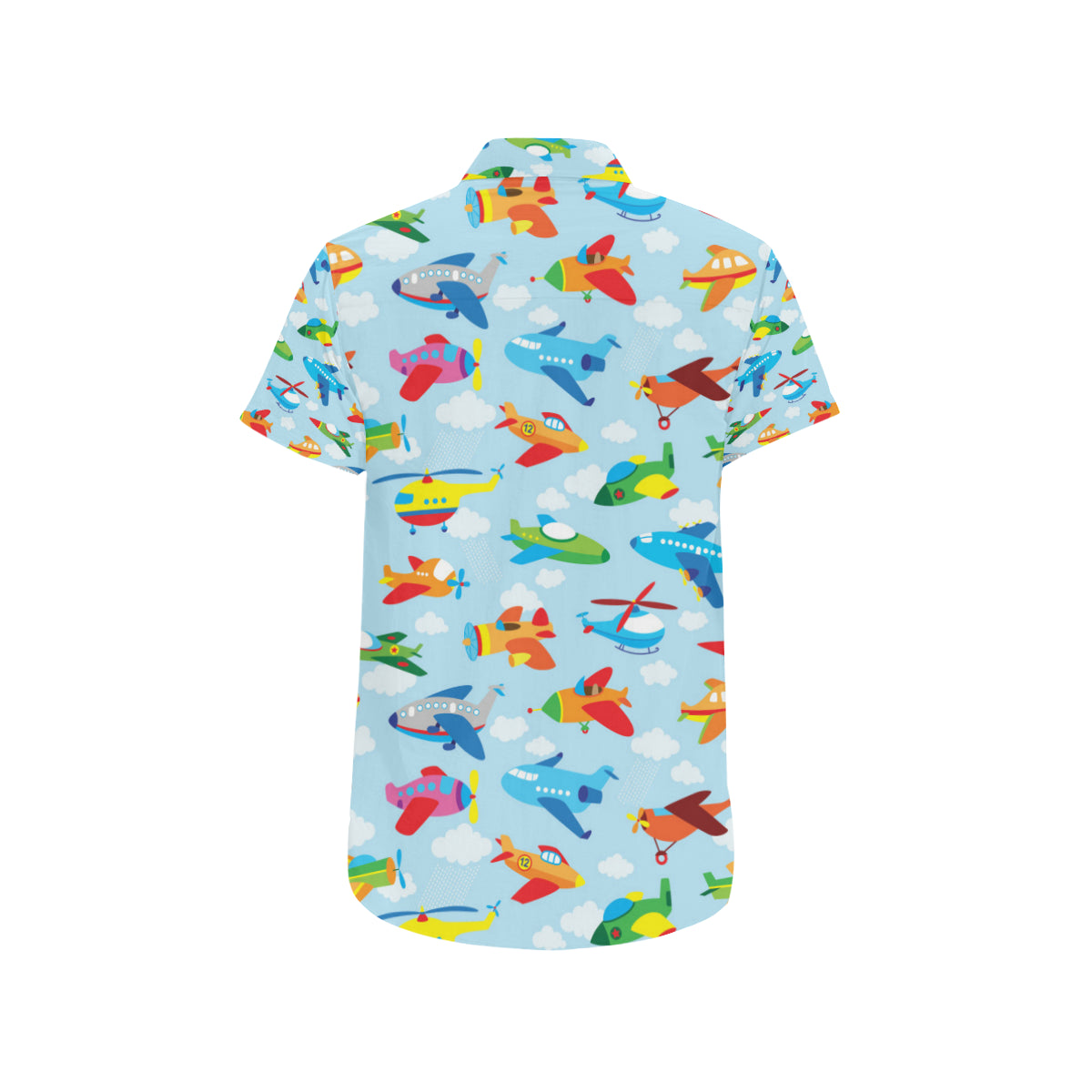 Airplane Colorful Pattern Print Design 01 Men's Short Sleeve Button Up Shirt