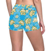 Yellow Plumeria Design Print Pattern Yoga Shorts