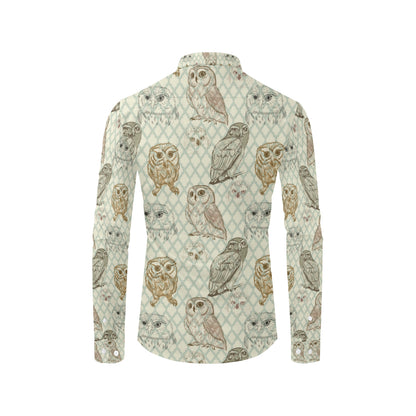 Owl Pattern Print Design A03 Men's Long Sleeve Shirt