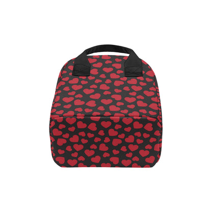 Heart Red Pattern Print Design HE01 Insulated Lunch Bag