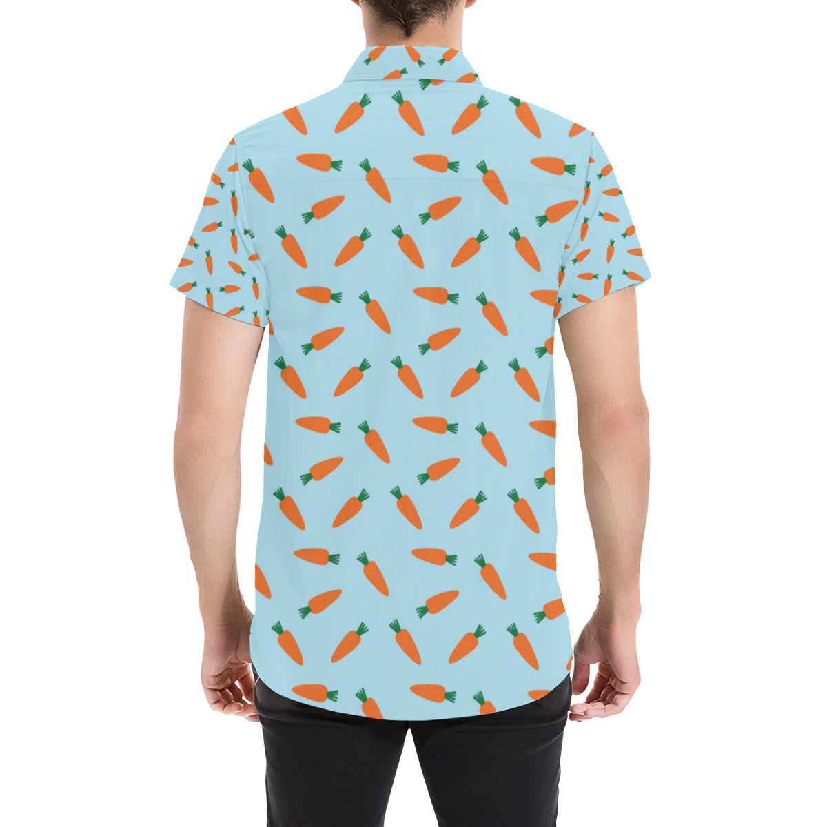 Carrot Pattern Print Design 03 Men's Short Sleeve Button Up Shirt