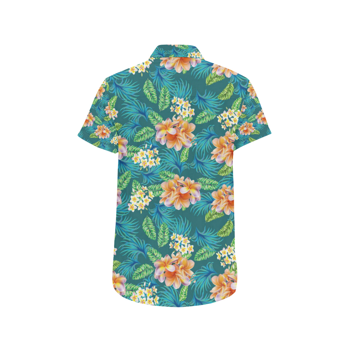 Plumeria Tropical Flower Design Print Men's Short Sleeve Button Up Shirt