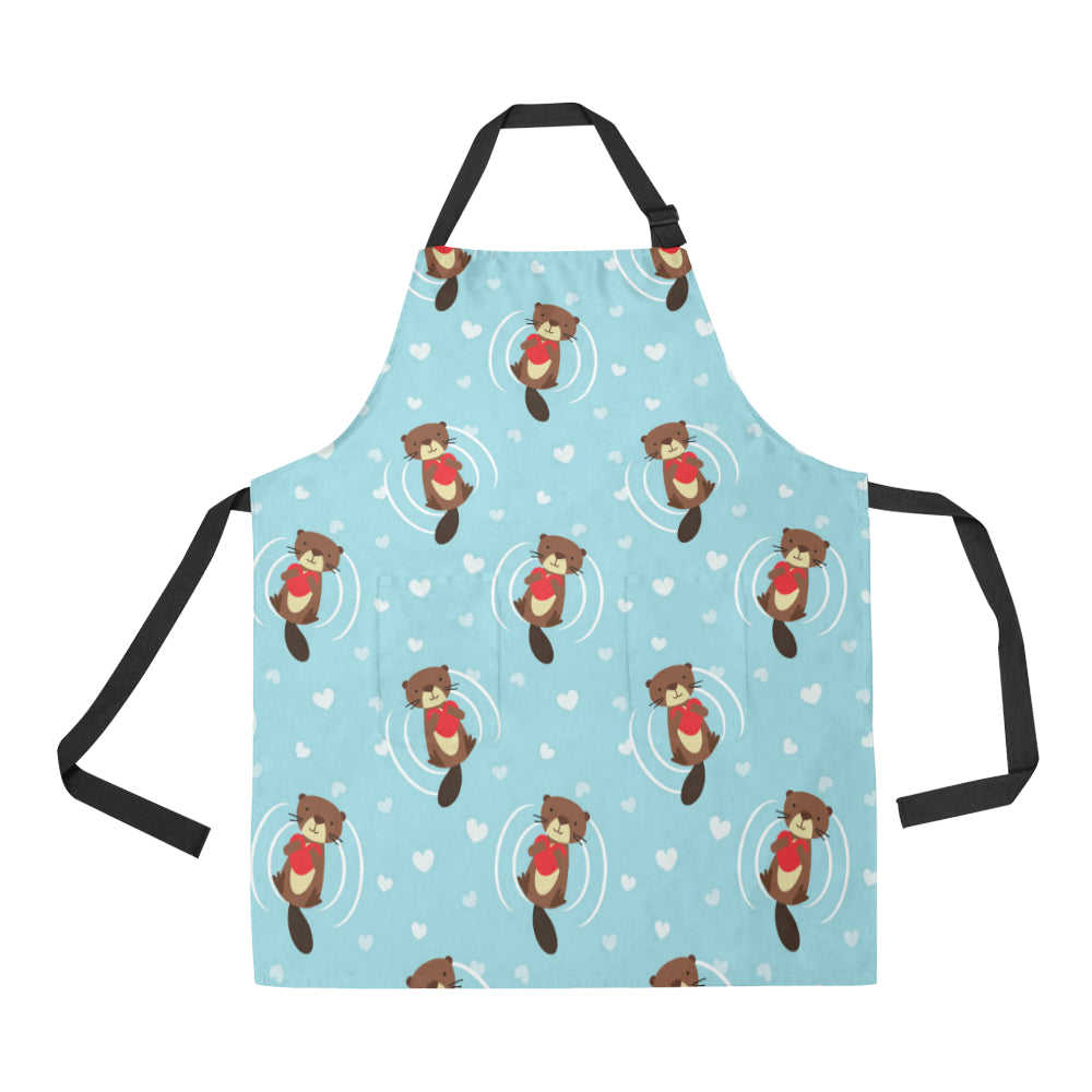 Sea Otter Cute Pattern Print Design 04 Apron with Pocket